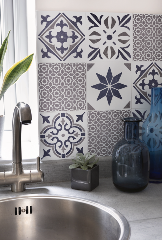 d-c-fix® Self Adhesive Wall Tile Jamila Blue 15cm x 15cm / Pack Of 6