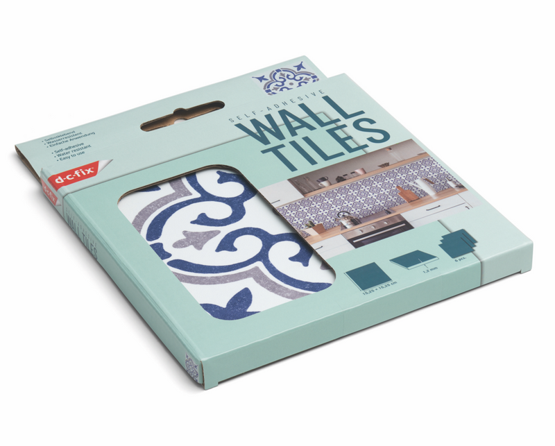 d-c-fix® Self Adhesive Wall Tile Jamila Blue 15cm x 15cm / Pack Of 6