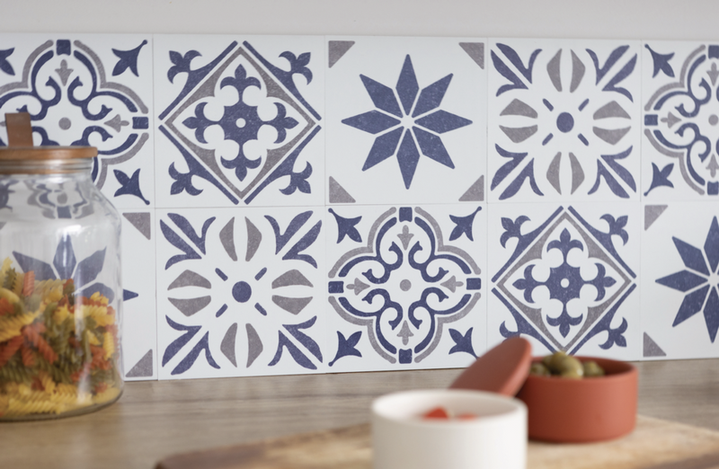 d-c-fix® Self Adhesive Wall Tile Nadia Blue 15cm x 15cm / Pack Of 6