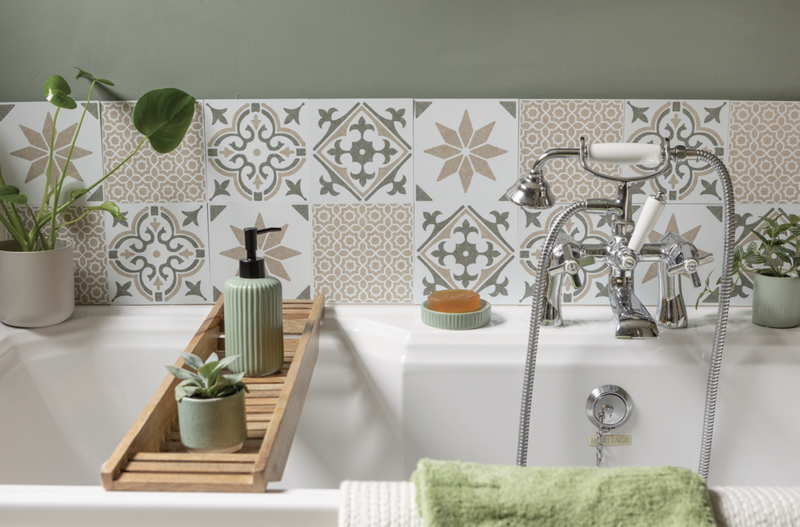 d-c-fix® Self Adhesive Wall Tile Alia Olive 15cm x 15cm / Pack Of 6