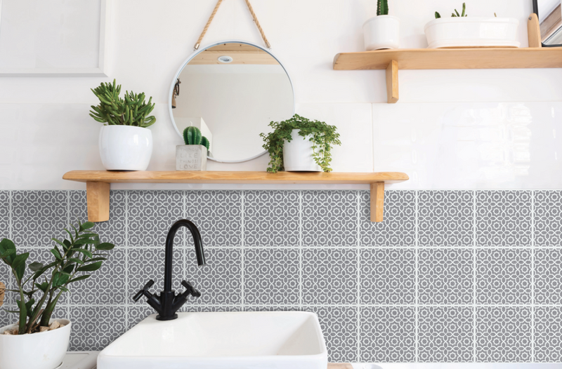 d-c-fix® Self Adhesive Wall Tile Lina Grey 15cm x 15cm / Pack Of 6