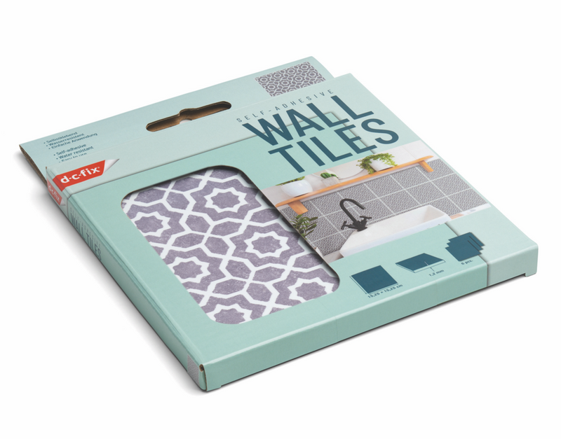 d-c-fix® Self Adhesive Wall Tile Lina Grey 15cm x 15cm / Pack Of 6