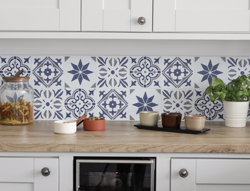 d-c-fix® Self Adhesive Wall Tile Alia Blue 15cm x 15cm / Pack Of 6