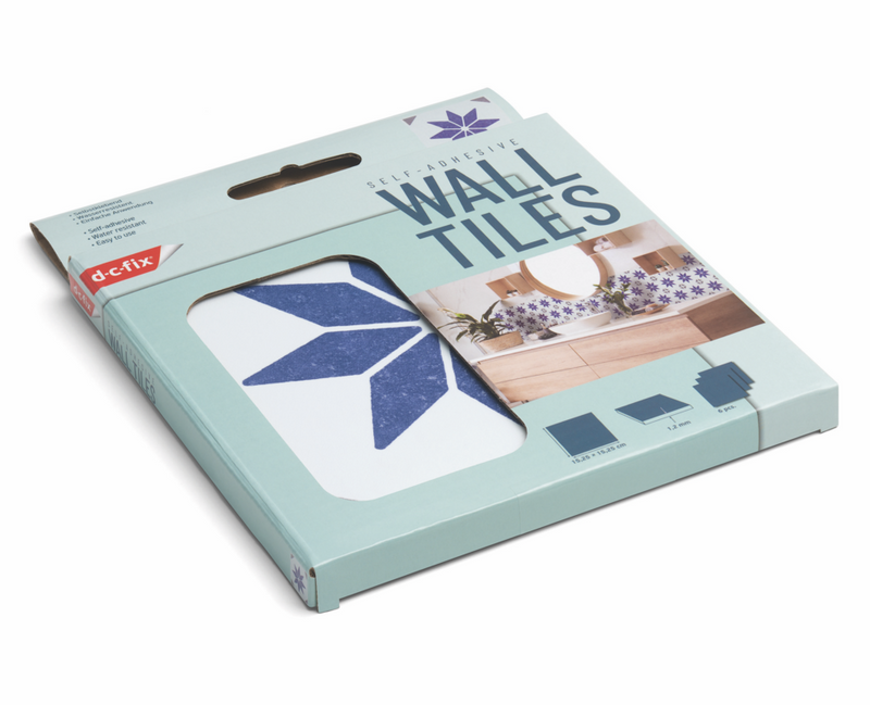 d-c-fix® Self Adhesive Wall Tile Alia Blue 15cm x 15cm / Pack Of 6
