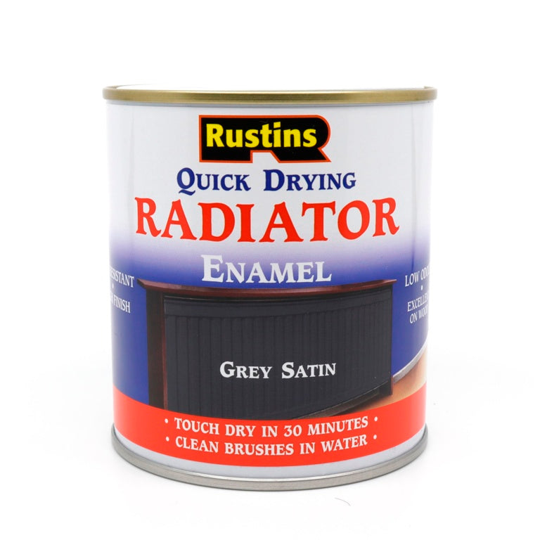 Rustins Quick Dry Radiator Paint Grey Satin 500ml