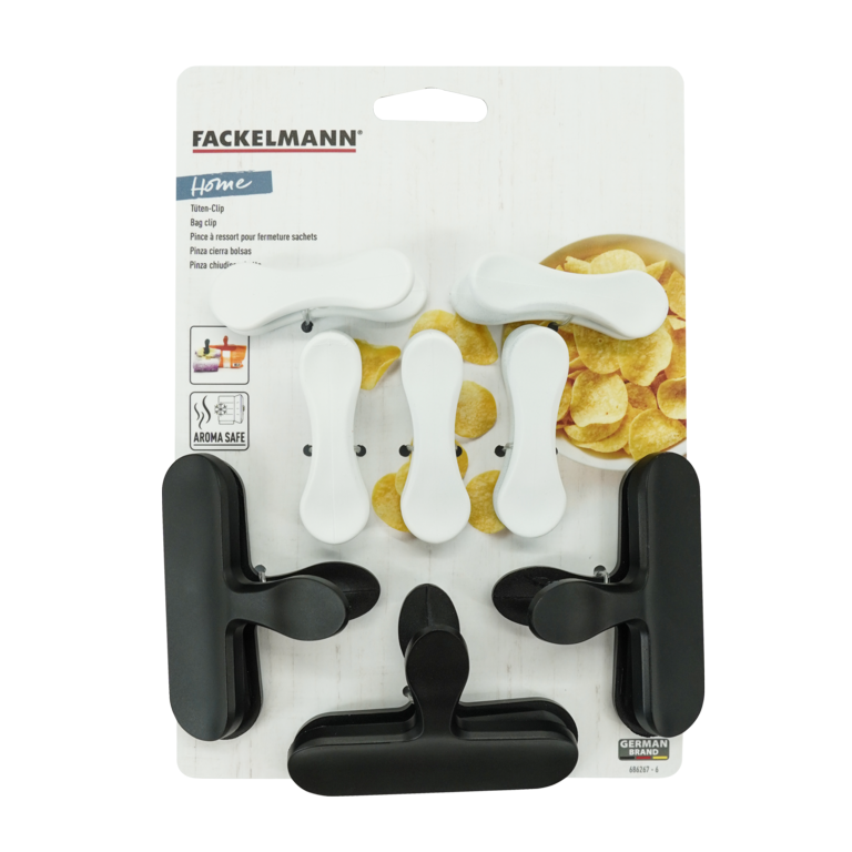 Fackelmann Bag Clips Black & White Set 8 black and white