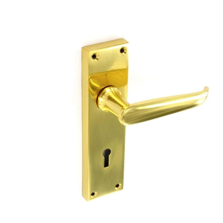 Securit Premier Victorian Brass Lock Handles 155mm - Pack of 2