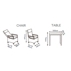 Pagoda St Tropez Reclining Dining Set 6 Seat