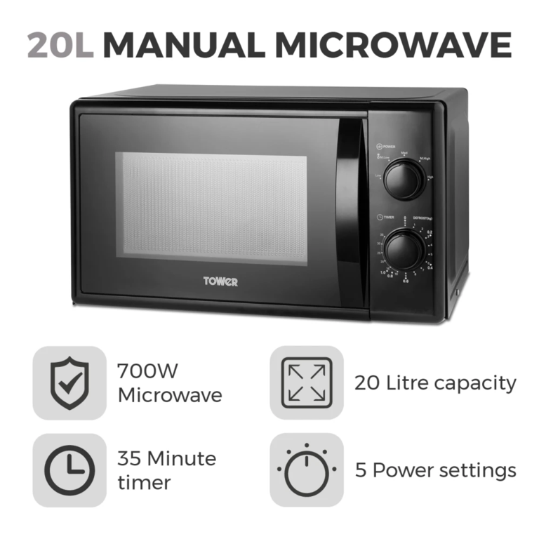 Tower 20L Manual Microwave 700w Black