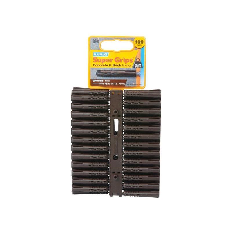 Plasplugs SBP 503 Solid Wall Super Grips™ Fixings Brown (100) Plasplugs - RockBottom Nothampton