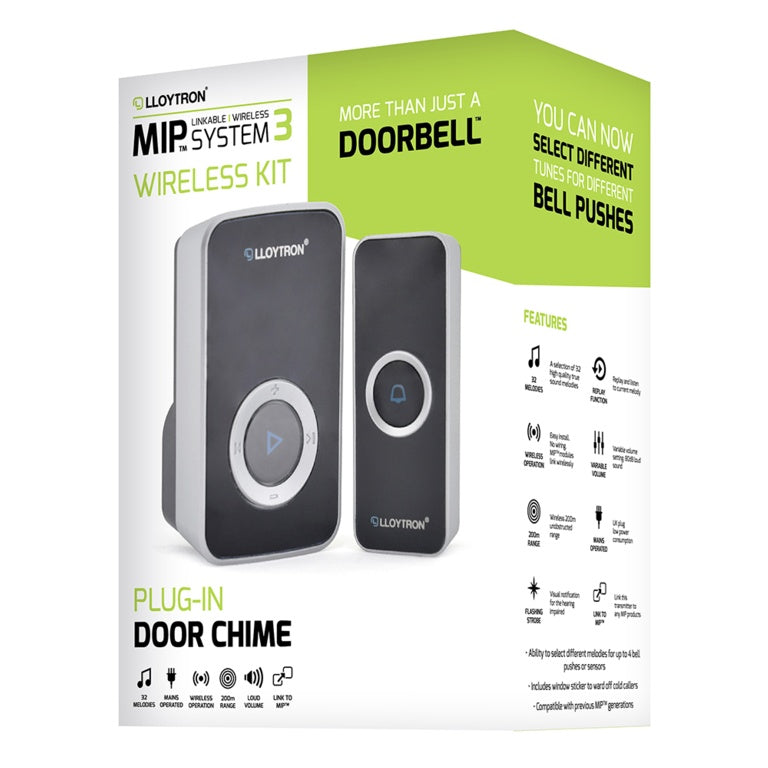 Lloytron 32 Melody Plugin Premium Door Chime Kit 200mbk