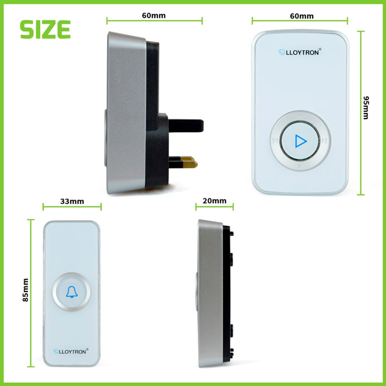 Lloytron 32 Melody Plugin Premium Door Chime Kit 200m White