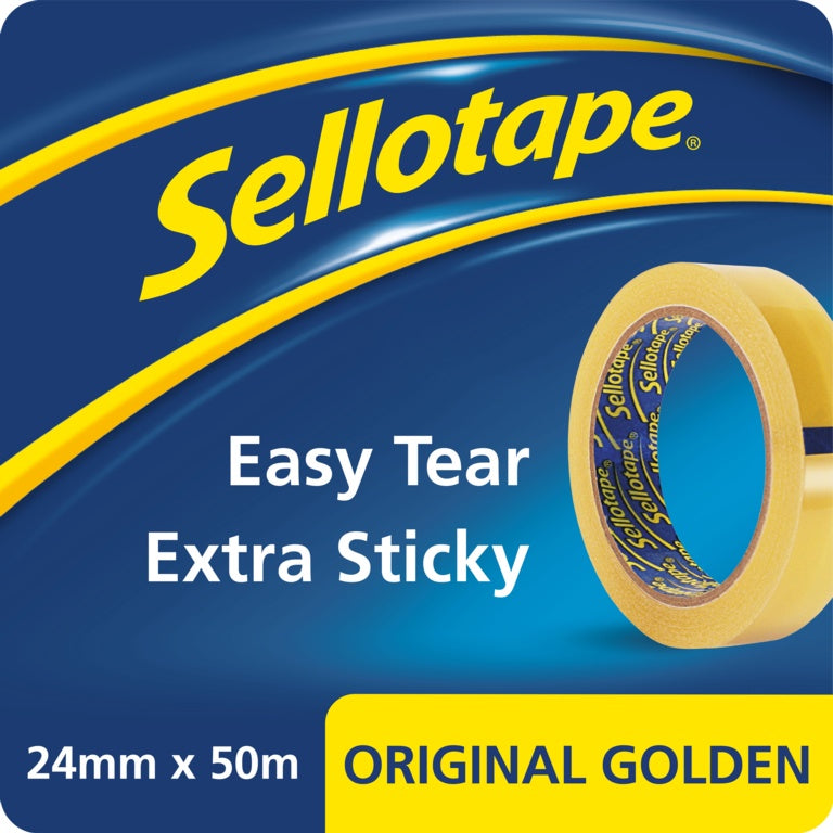 Sellotape Original Golden Tape 24mm x 50m Clip Strip of 12