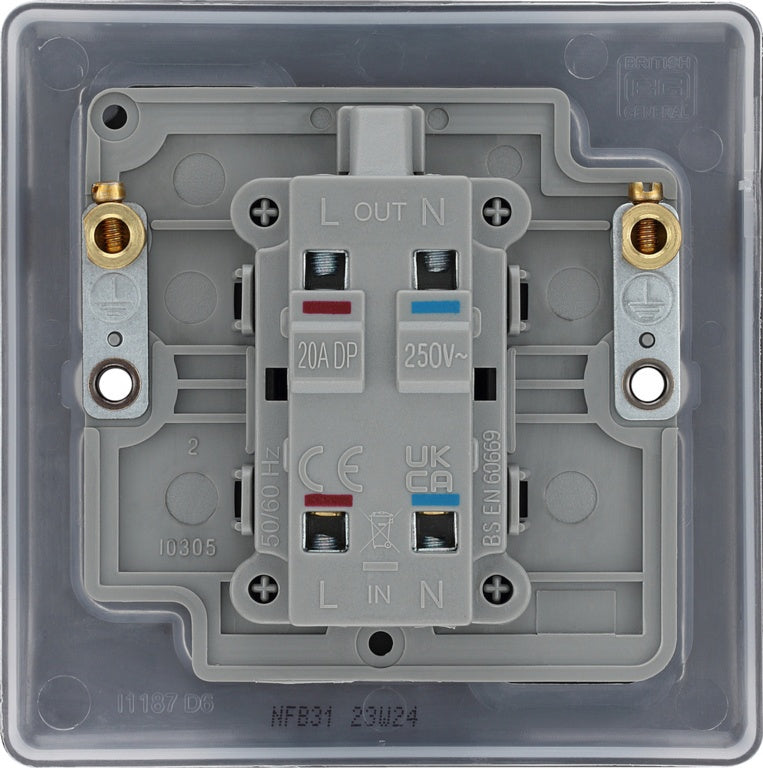 BG Double Pole Switch With Power Indicator 20a Black