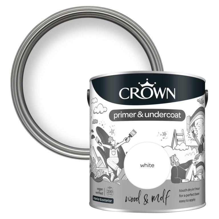 Crown Wood & MDF Primer & Undercoat 2.5L White