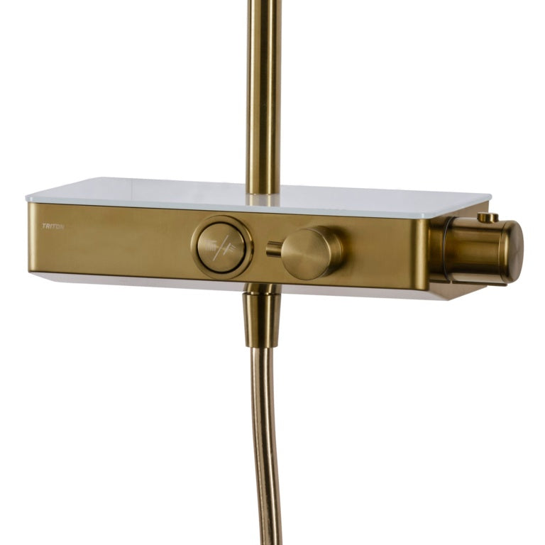 Triton Push Button Thermostatic Mixer Shower Brass