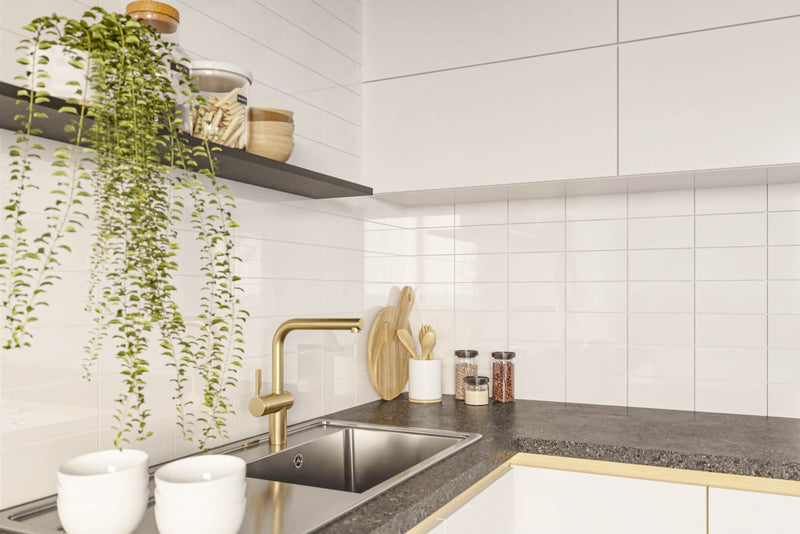 Golden Tile Metro Flat Gloss Wall Tile 200 x 100 x 7 mm White 0.88m2