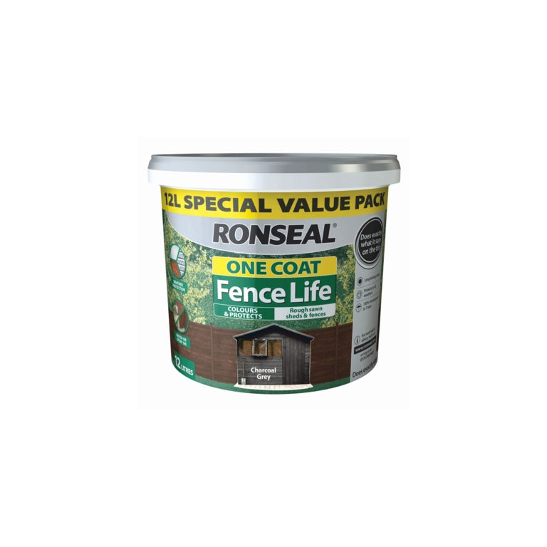 Ronseal One Coat Fencelife 12L Charcoal