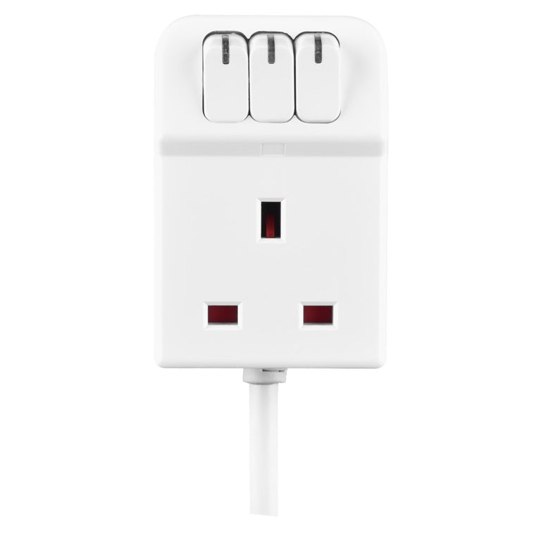 Masterplug 3 Socket 13 Amp Extension Lead White 2m
