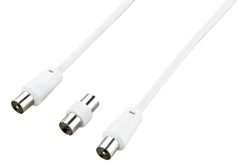 Masterplug Coaxial Cable With Femail To Female Coupler 10m White
