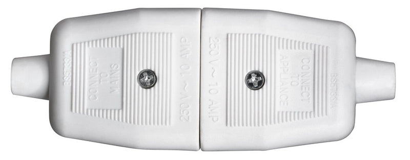 Masterplug 10 Amp 3 Pin Heavy Duty N/Rev Connector White