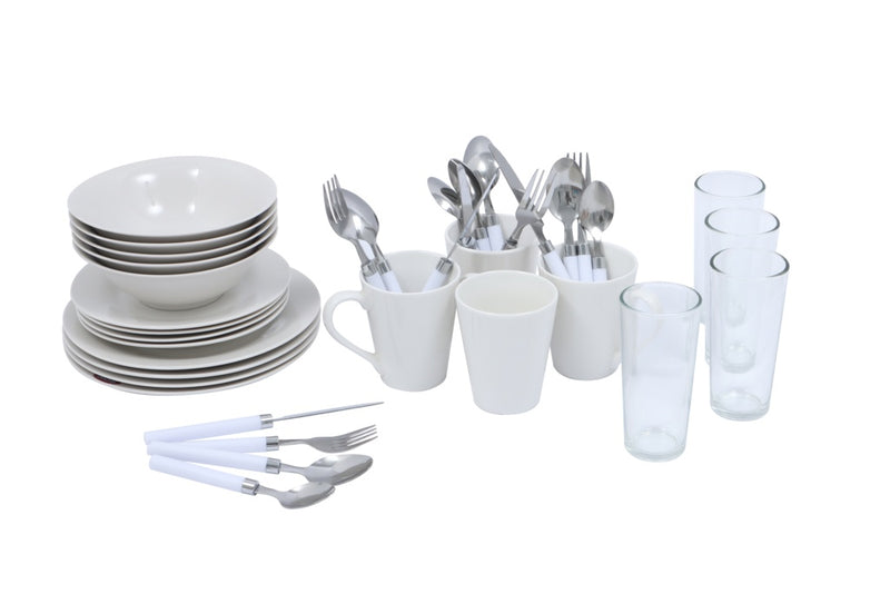 Basiks White Porcelain Dinner Set 36 Piece