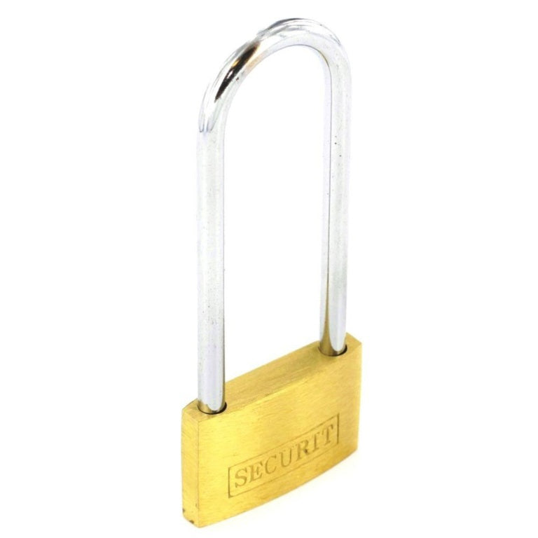 Securit Brass Padlock Long Shackle 50mm