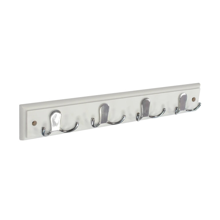 Securit White Hat & Coat Board 4 Chrome Plated Double Hooks