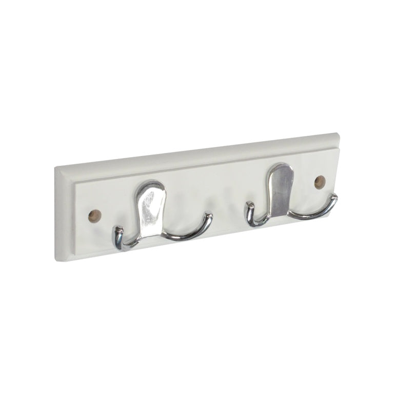 Securit White Hat & Coat Board 2 Chrome Plated Double Hooks