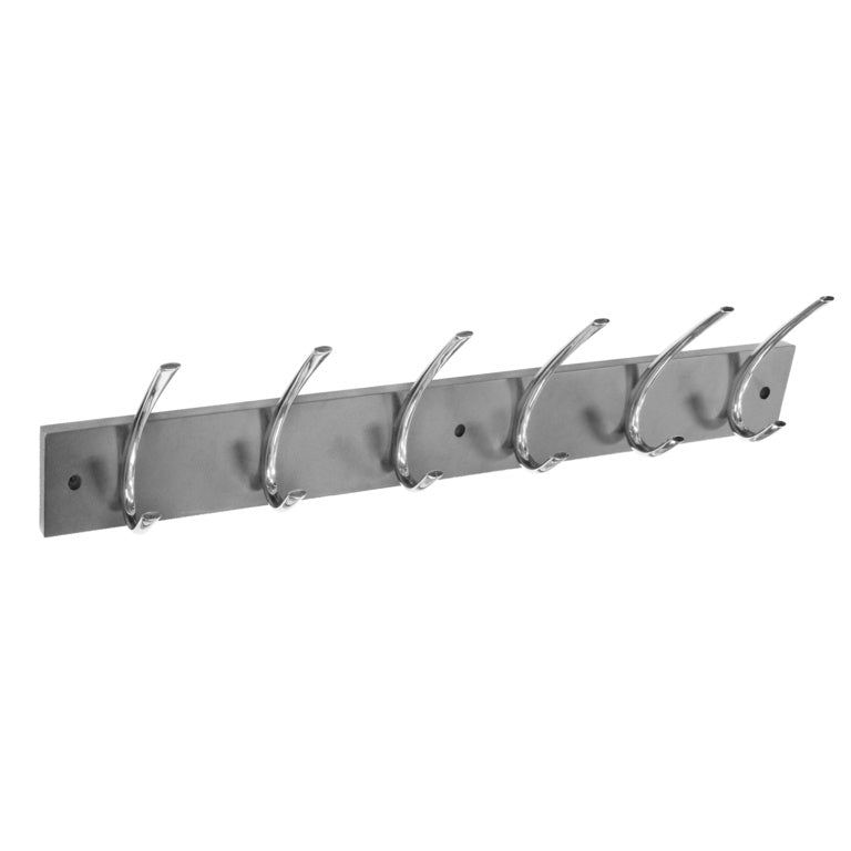 Securit Grey Hat & Coat Board 6 Chrome Plated Hooks