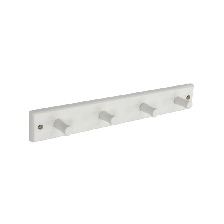 Securit Wood Hook Rail With 4 Hooks White