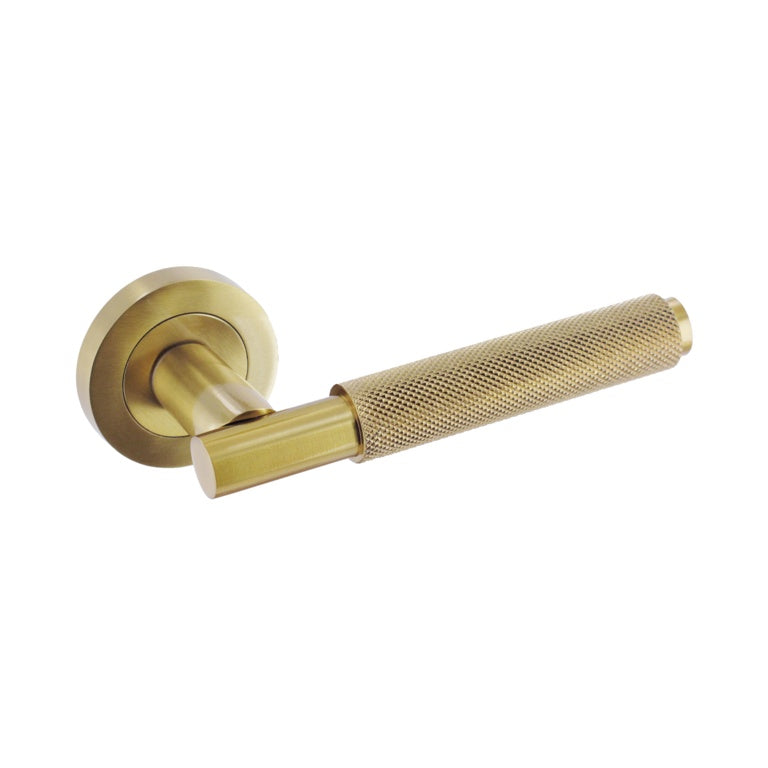 Smiths Architectural Knurled Lever On Rose Satin Brass