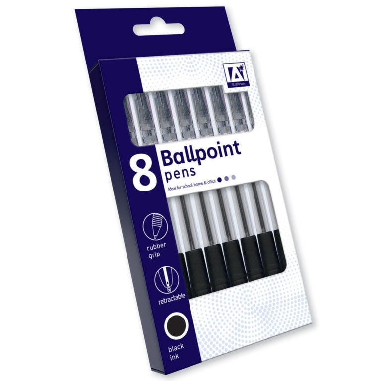 Ig Design Ballpoint Pens Black Pack 8