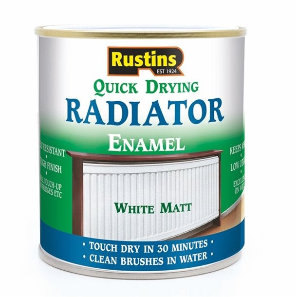 Rustins Quick Dry Radiator Paint White Matt 500ml