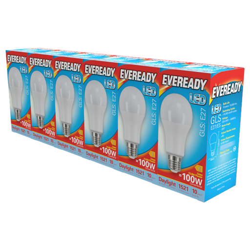 Eveready LED GLS ES E27 Pack 6 6500k/1521lm