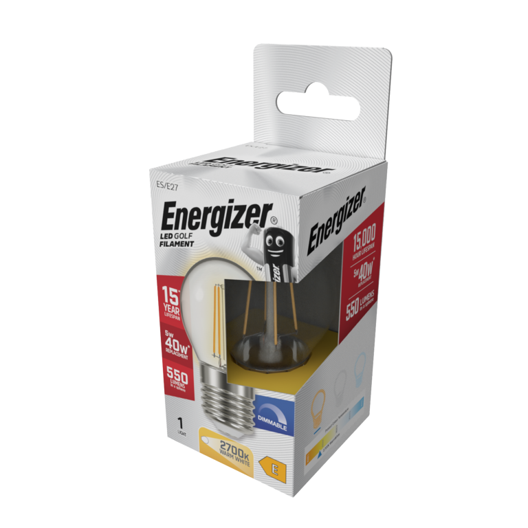 Energizer Filament LED Golf E27 Dimmable 5w 470lm 2700k