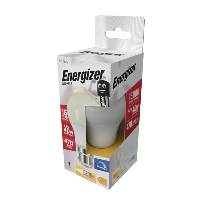 Energizer LED GLS B22 2700k Dimmable 470lm