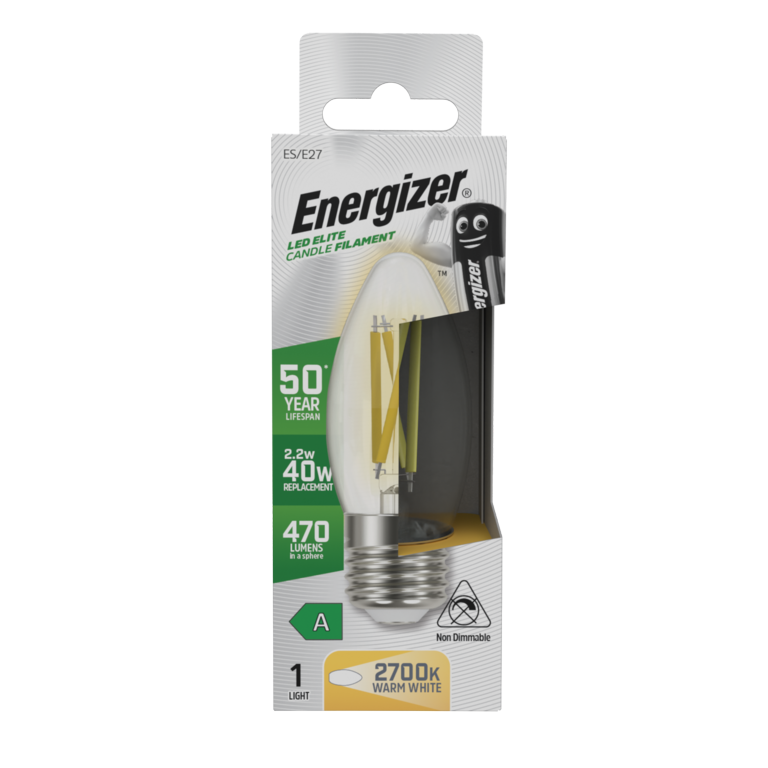 Energizer E27 A Rated Candle 2700k 2.2w