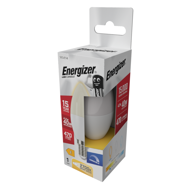 Energizer LED Candle 470lm Opal E14 Dimmable 4.2w