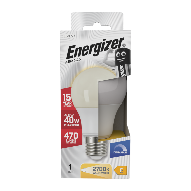 Energizer LED GLS E27 2700k Dimmable 470lm