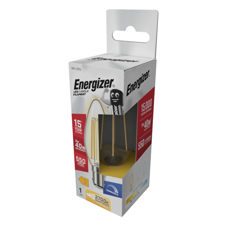 Energizer Filament LED Candle B15 Dimmable 5w 550lm