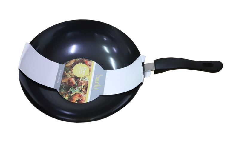 Basiks Carbon Steel Wok Frypan 30cm
