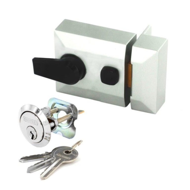 Securit Silver Finish Double Locking Nightlatch Narrow