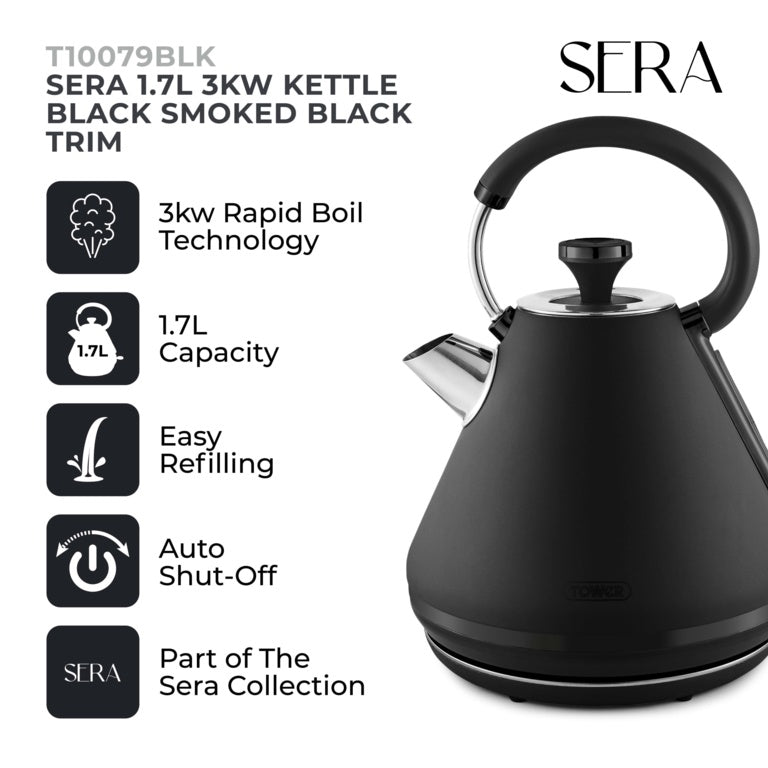 Tower Sera Black Kettle 3kw 1.7L