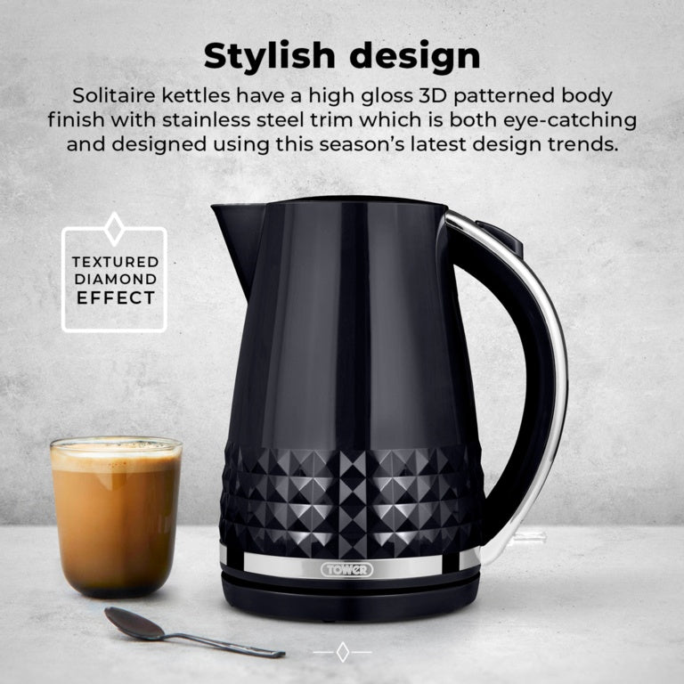 Tower Solataire Black Kettle 3kw 1.5L