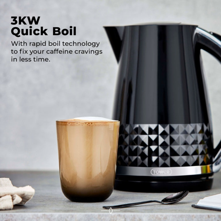 Tower Solataire Black Kettle 3kw 1.5L