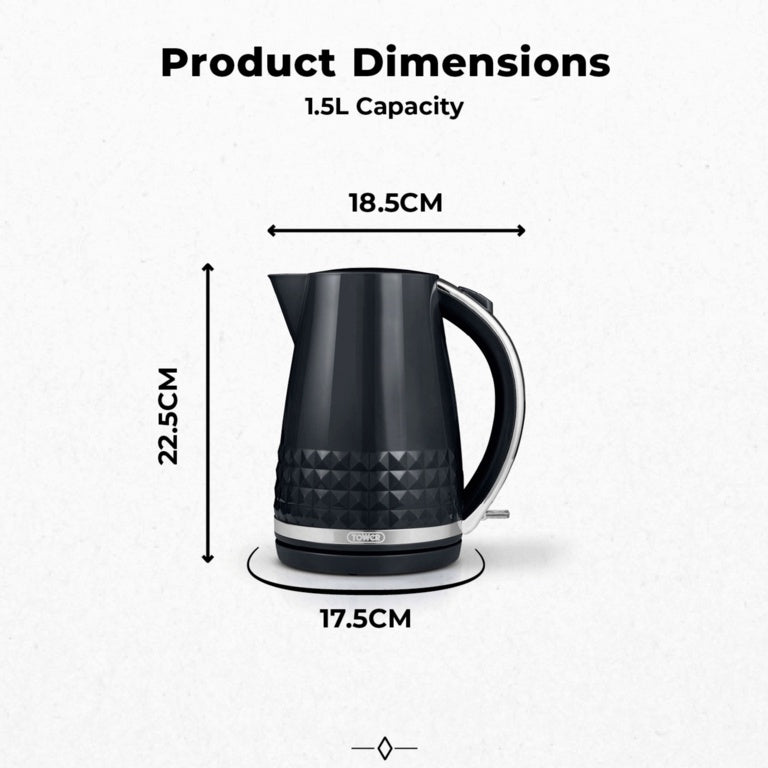 Tower Solataire Black Kettle 3kw 1.5L