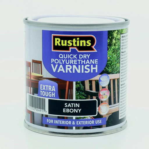 Rustins Quick Dry Poly Varnish Satin Ebony 250ml