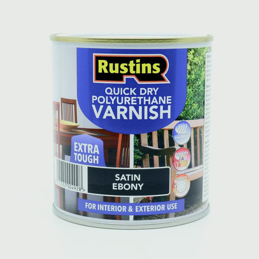 Rustins Quick Dry Poly Varnish Satin Ebony 500ml