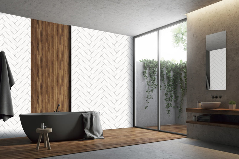 Giavani Wall Panel 2.6m Chevron White Pack 4